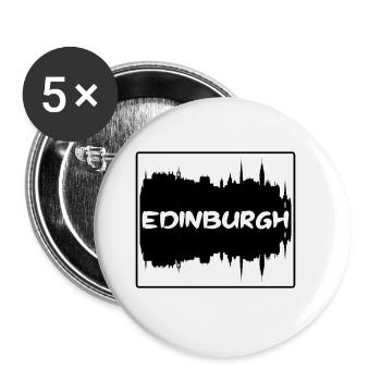 Edinburgh Schottland Skyline Silhouette Travel Souve - Buttons groß 56 mm (5er Pack) - Weiß - Vorne