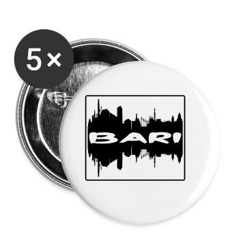 Bari Italy Skyline Silhouette Travel Souvenir - Buttons large 2.2''/56 mm (5-pack) - white - Front