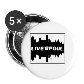 Liverpool Angleterre Skyline Silhouette Voyage Souven - Lot de 5 grands badges (56 mm) - blanc - Devant