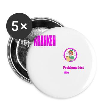 Krankenschester Defeinition - Buttons groß 56 mm (5er Pack) - Weiß - Vorne