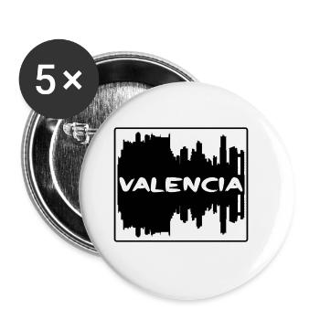 Valence Espagne Skyline Silhouette Souvenir de voyage - Lot de 5 grands badges (56 mm) - blanc - Devant