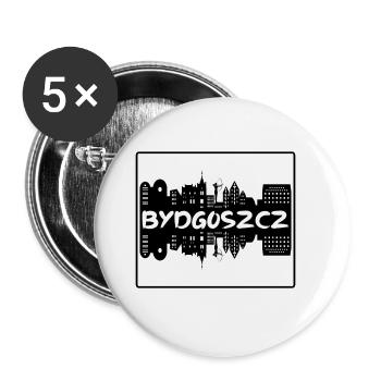 Bydgoszcz Pologne Skyline Silhouette Voyage Souveni - Lot de 5 grands badges (56 mm) - blanc - Devant