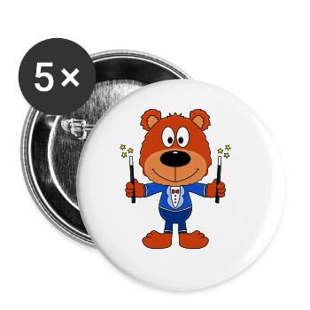 ZAUBERER - TEDDY - BÄR - TEDDYBÄR - ZAUBERN - Buttons groß 56 mm (5er Pack) - Weiß - Vorne