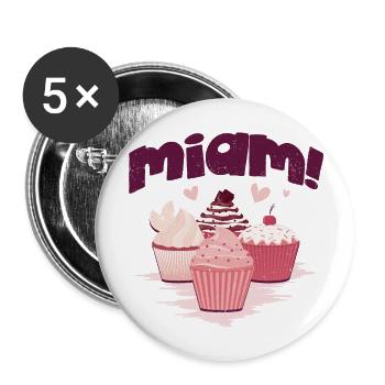 Miam des cupcakes ! - Lot de 5 grands badges (56 mm) - blanc - Devant