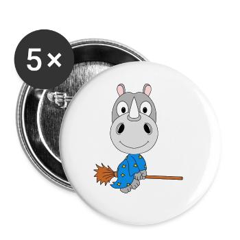 NASHORN - HALLOWEEN - HEXE - TIER - KIND - BABY - Buttons groß 56 mm (5er Pack) - Weiß - Vorne