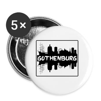 Göteborg Suède Skyline Silhouette Travel Souven - Lot de 5 grands badges (56 mm) - blanc - Devant