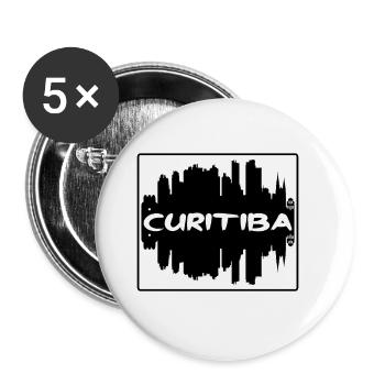 Curitiba Brazil Skyline Silhouette Travel Souvenir - Buttons large 2.2''/56 mm (5-pack) - white - Front