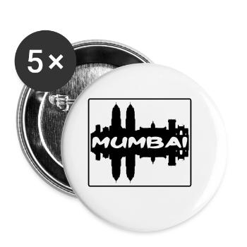 Mumbai Inde Skyline Silhouette Souvenir de voyage - Lot de 5 grands badges (56 mm) - blanc - Devant