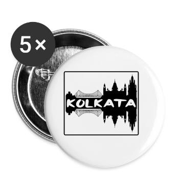 Kolkata Inde Skyline Silhouette Souvenir de voyage - Lot de 5 grands badges (56 mm) - blanc - Devant