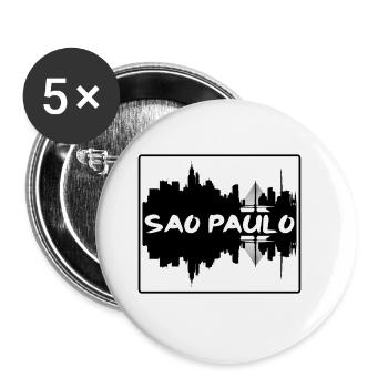 Sao Paulo Brazil Skyline Silhouette Travel Souveni - Buttons large 2.2''/56 mm (5-pack) - white - Front