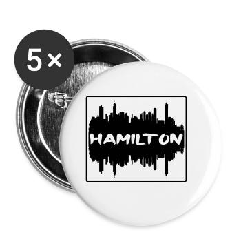 Hamilton Canada Skyline Silhouette Travel Souvenir - Buttons large 2.2''/56 mm (5-pack) - white - Front