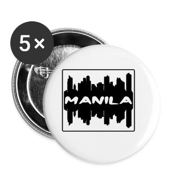 Manila Philippinen Skyline Silhouette Reisen Souve - Buttons groß 56 mm (5er Pack) - Weiß - Vorne