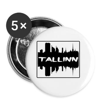 Tallinn Estonia Skyline Silhouette Travel Souvenir - Buttons large 2.2''/56 mm (5-pack) - white - Front