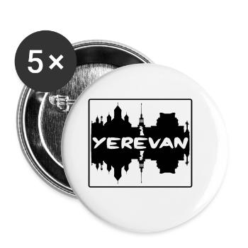 Yerevan Armenia Skyline Silhouette Travel Souvenir - Buttons large 2.2''/56 mm (5-pack) - white - Front