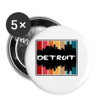 Detroit Michigan Usa Skyline Silhouette Travel Sou - Buttons large 2.2''/56 mm (5-pack) - white - Front