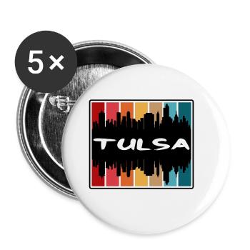 Tulsa Oklahoma USA Skyline Silhouette Reisen Souve - Buttons groß 56 mm (5er Pack) - Weiß - Vorne