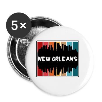 New Orleans Louisiana Usa Skyline Silhouette Trave - Buttons large 2.2''/56 mm (5-pack) - white - Front