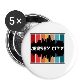 Jersey City New Jersey Usa Skyline Silhouette Trav - Buttons groß 56 mm (5er Pack) - Weiß - Vorne