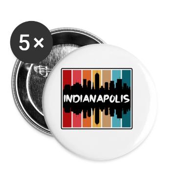 Indianapolis Indiana États-Unis Skyline Silhouette Voyage - Lot de 5 grands badges (56 mm) - blanc - Devant