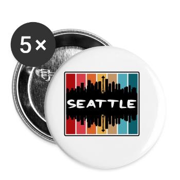 Seattle Washington Usa Skyline Silhouette Travel S - Buttons large 2.2''/56 mm (5-pack) - white - Front
