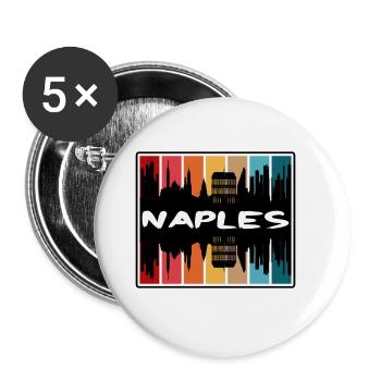 Naples Italy Skyline Silhouette Travel Souvenir - Buttons large 2.2''/56 mm (5-pack) - white - Front