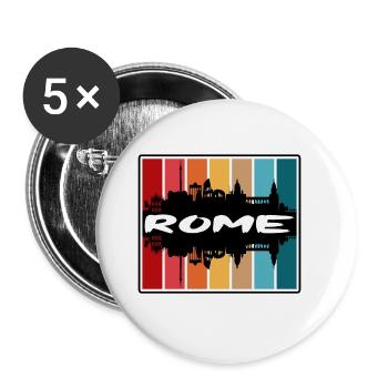 Rome Italie Skyline Silhouette Voyage Souvenir - Lot de 5 grands badges (56 mm) - blanc - Devant