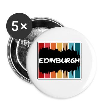 Edinburgh Schottland Skyline Silhouette Reisen Souve - Buttons groß 56 mm (5er Pack) - Weiß - Vorne