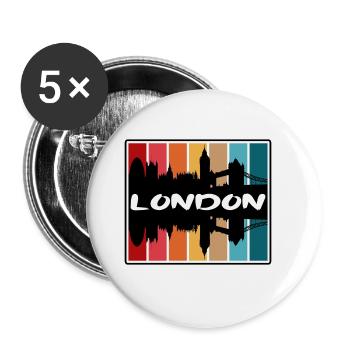 London England Skyline Silhouette Travel Souvenir - Buttons large 2.2''/56 mm (5-pack) - white - Front