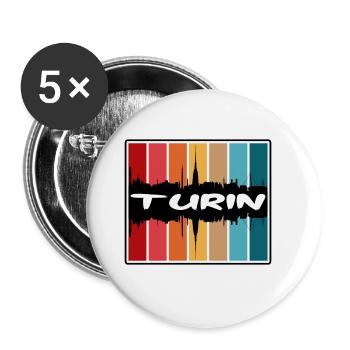 Turin Italy Skyline Silhouette Travel Souvenir - Buttons large 2.2''/56 mm (5-pack) - white - Front