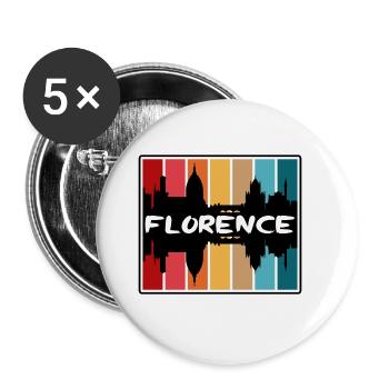 Florence Italie Skyline Silhouette Souvenir de voyage - Lot de 5 grands badges (56 mm) - blanc - Devant