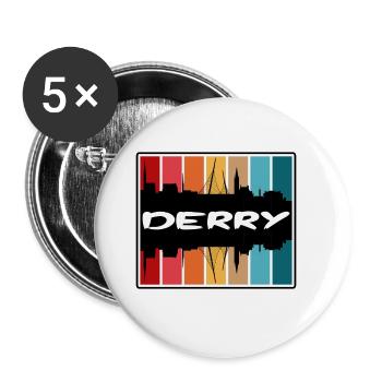 Derry Northern Ireland Skyline Silhouette Travel S - Buttons large 2.2''/56 mm (5-pack) - white - Front