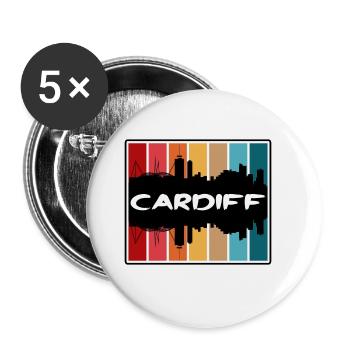 Cardiff Wales Skyline Silhouette Travel Souvenir - Buttons large 2.2''/56 mm (5-pack) - white - Front