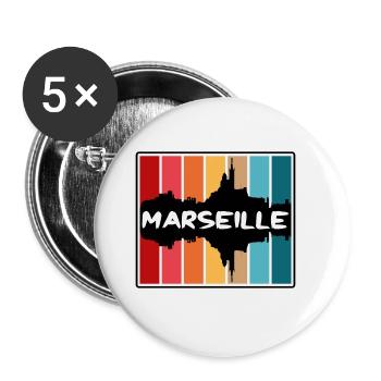 Marseille Frankreich Skyline Silhouette Reise Souveni - Buttons groß 56 mm (5er Pack) - Weiß - Vorne