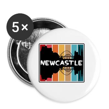 Newcastle England Skyline Silhouette Travel Souven - Buttons large 2.2''/56 mm (5-pack) - white - Front