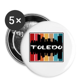 Toledo Ohio USA Skyline Silhouette Reise Souvenir - Buttons groß 56 mm (5er Pack) - Weiß - Vorne