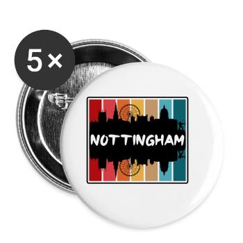 Nottingham England Skyline Silhouette Travel Souve - Buttons large 2.2''/56 mm (5-pack) - white - Front