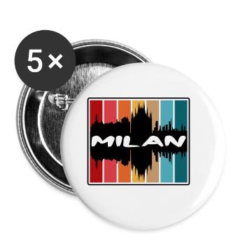 Milan Italie Skyline Silhouette Souvenir de voyage - Lot de 5 grands badges (56 mm) - blanc - Devant