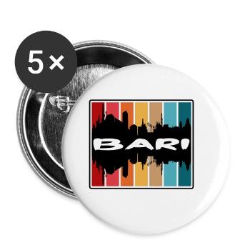 Bari Italy Skyline Silhouette Travel Souvenir - Buttons large 2.2''/56 mm (5-pack) - white - Front