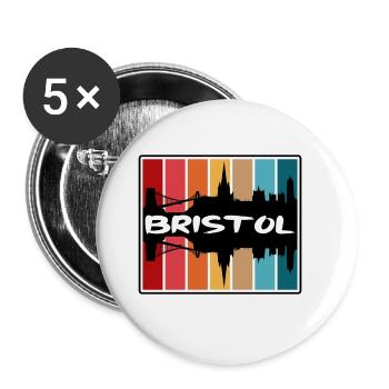 Bristol England Skyline Silhouette Reise Souvenir - Buttons groß 56 mm (5er Pack) - Weiß - Vorne