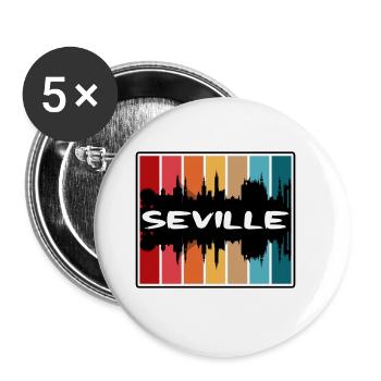 Seville Spain Skyline Silhouette Travel Souvenir - Buttons large 2.2''/56 mm (5-pack) - white - Front