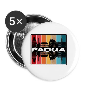 Padua Italien Skyline Silhouette Reise Souvenir - Buttons groß 56 mm (5er Pack) - Weiß - Vorne