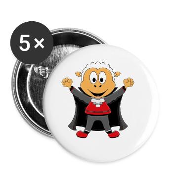 SCHAF - VAMPIR - DRACULA - HALLOWEEN - Buttons groß 56 mm (5er Pack) - Weiß - Vorne