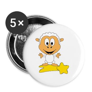SCHAF - STERNSCHNUPPE - TIER - KIND - BABY - Buttons groß 56 mm (5er Pack) - Weiß - Vorne