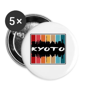 Kyoto Japan Skyline Silhouette Travel Souvenir - Buttons large 2.2''/56 mm (5-pack) - white - Front