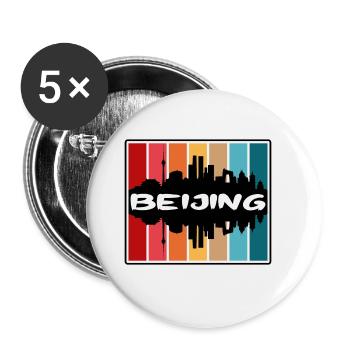 Beijing Chine Skyline Silhouette Voyage Souvenir - Lot de 5 grands badges (56 mm) - blanc - Devant
