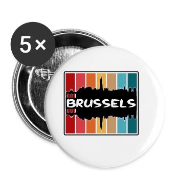 Bruxelles Belgique Skyline Silhouette Travel Souveni - Lot de 5 grands badges (56 mm) - blanc - Devant