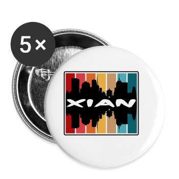Xian China Skyline Silhouette Reise Souvenir - Buttons groß 56 mm (5er Pack) - Weiß - Vorne