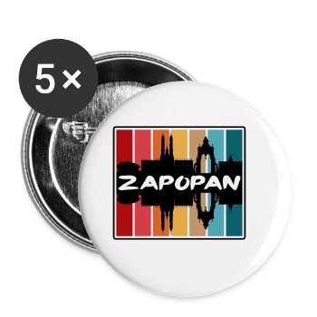 Zapopan Mexiko Skyline Silhouette Reise Souvenir - Buttons groß 56 mm (5er Pack) - Weiß - Vorne
