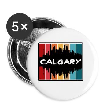 Calgary Canada Skyline Silhouette Travel Souvenir - Buttons large 2.2''/56 mm (5-pack) - white - Front