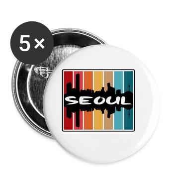 Seoul Südkorea Skyline Silhouette Travel Souven - Buttons groß 56 mm (5er Pack) - Weiß - Vorne